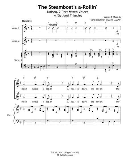 The Steamboat's a-Rollin' (Unison/2-Part)
