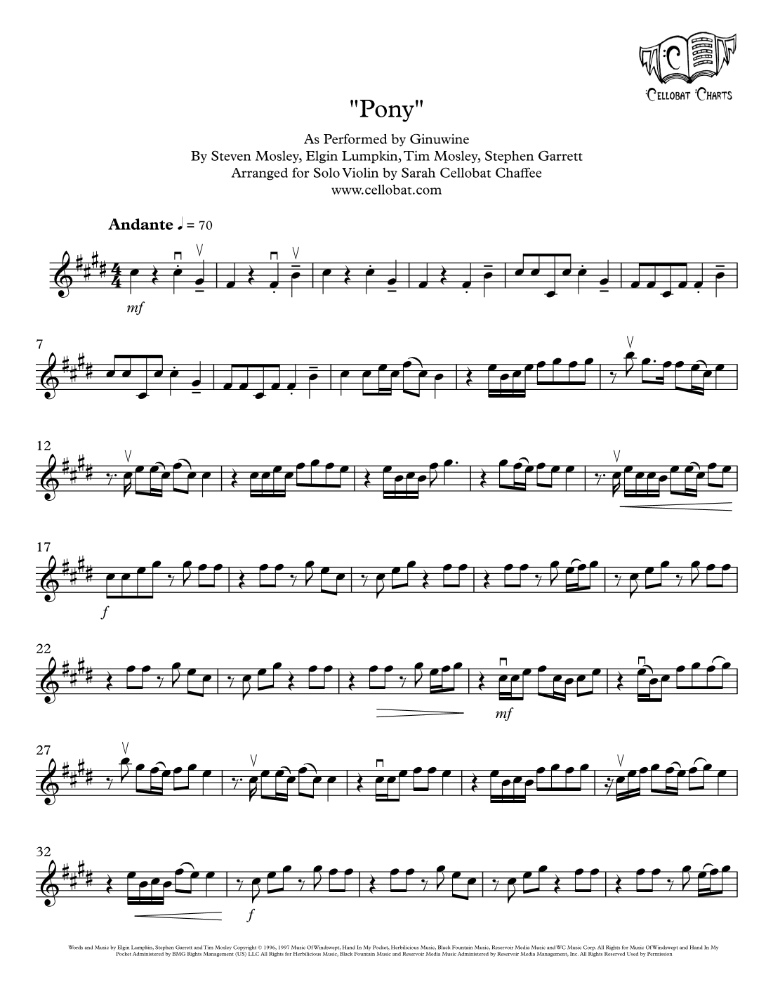 Pony (ride It Mix) (arr. Sarah Cellobat Chaffee)