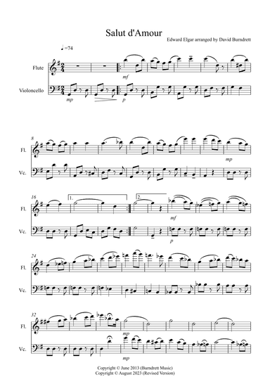 Salut d' Amour for Flute and Cello Duet (arr. David Burndrett)