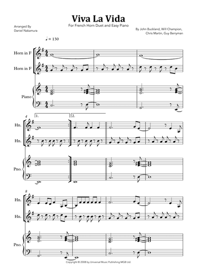 Viva La Vida (arr. Daniel Nakamura)