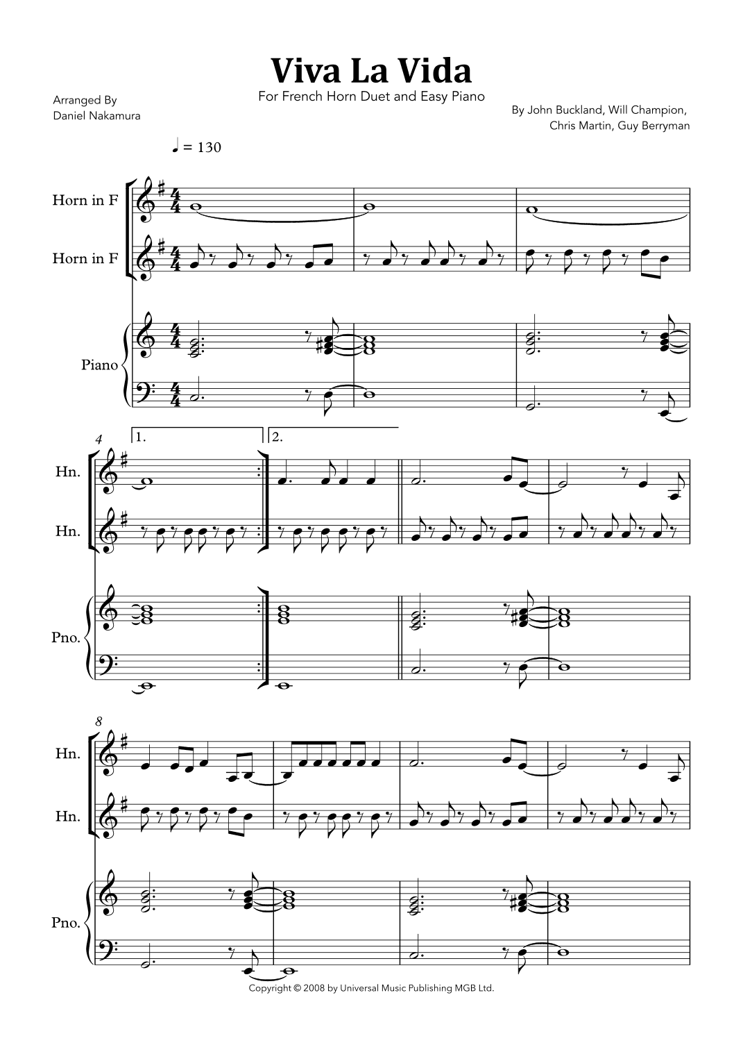 Viva La Vida (arr. Daniel Nakamura)