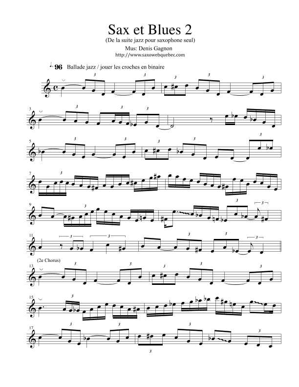 Sax et Blues 2 (Suite jazz pour saxophone seul)