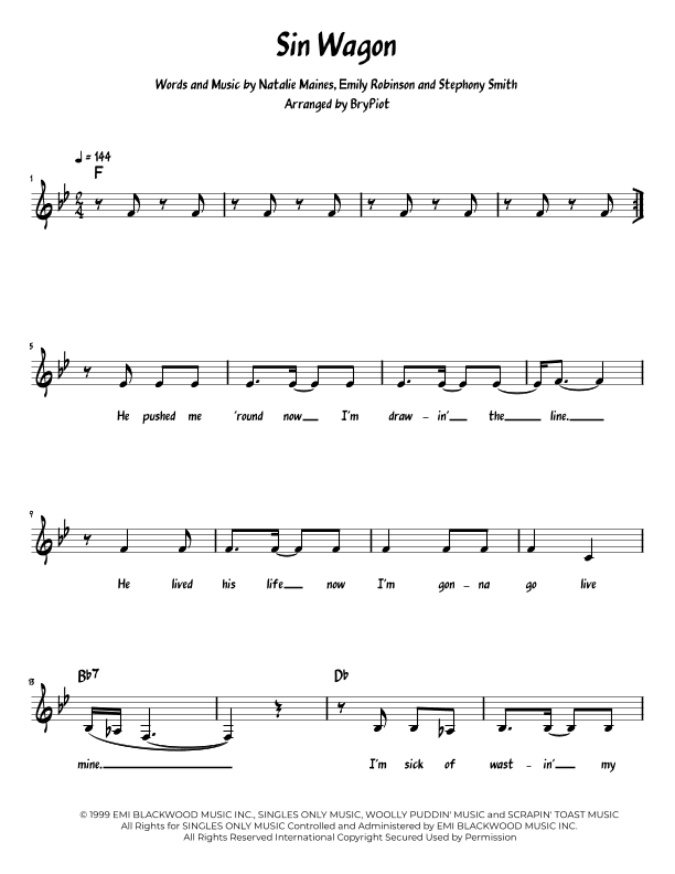 Sin Wagon (arr. BryPiot)