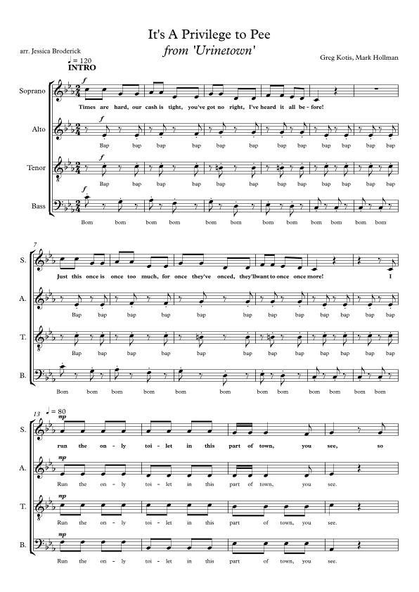 It's A Privilege To Pee (arr. Jessica Broderick)