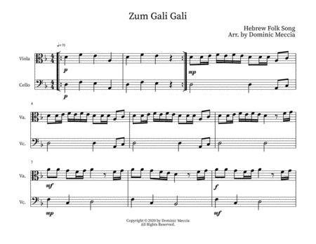 Zum Gali Gali- Viola and Cello Duet (arr. Dominic Meccia)