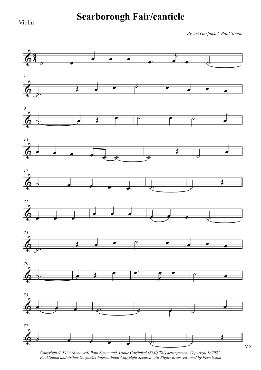 Scarborough Fair/canticle (arr. Wesley S. SIlva)