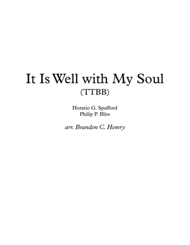 It Is Well with My Soul (arr. Brandon C. Hemry)