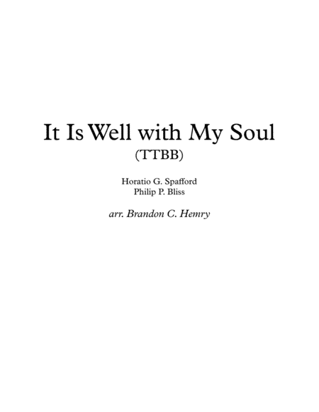 It Is Well with My Soul (arr. Brandon C. Hemry)