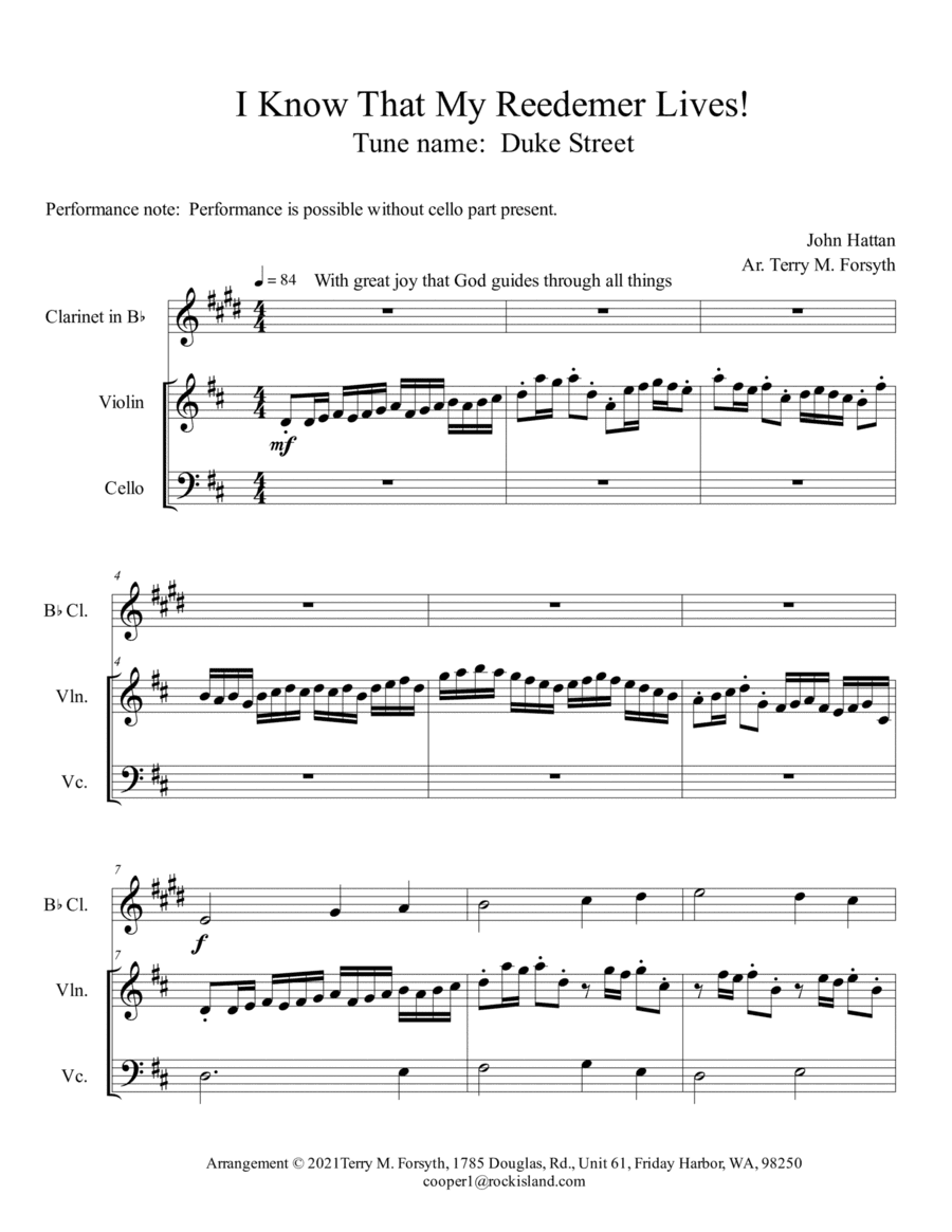 "I Know That My Redeemer Lives!", organ, instruments (arr. Forsyth Publishing)