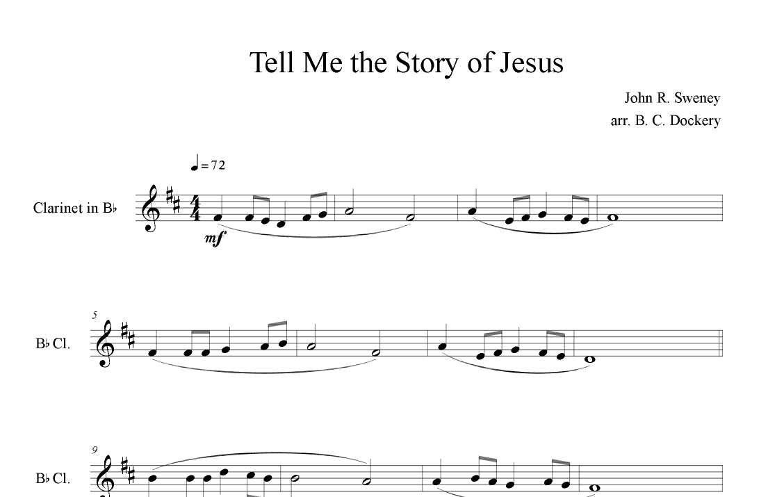 Tell Me the Story of Jesus (Clarinet Solo) (arr. B. C. Dockery)
