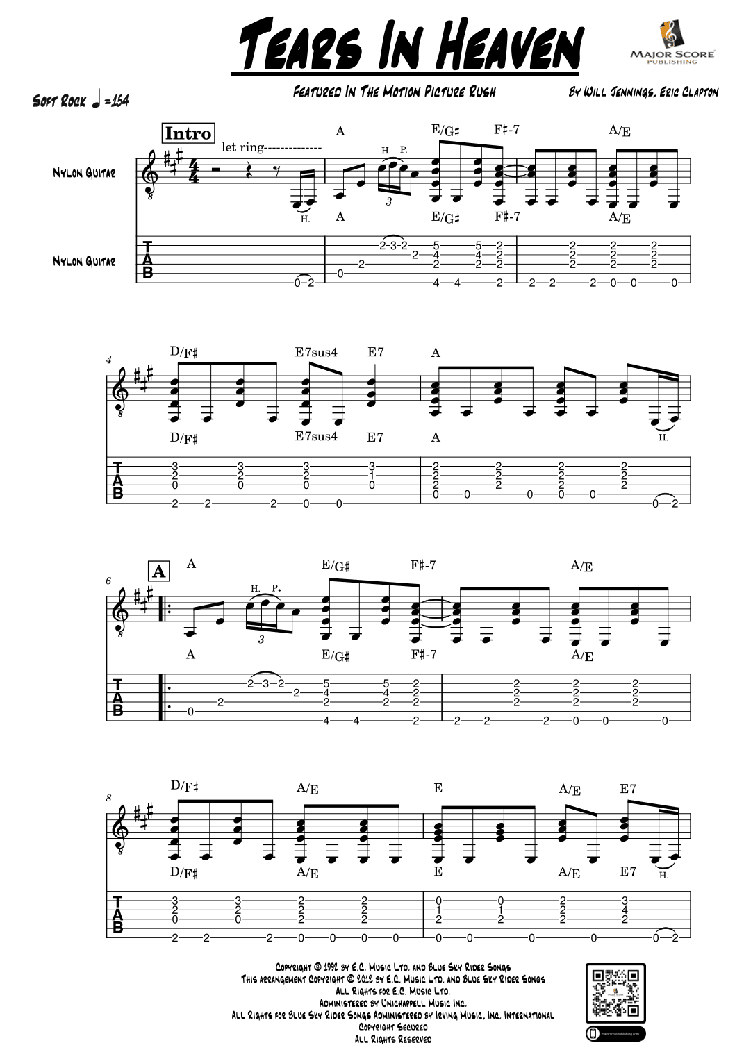 Tears In Heaven (arr. MAJOR SCORE PUBLISHING TM.)