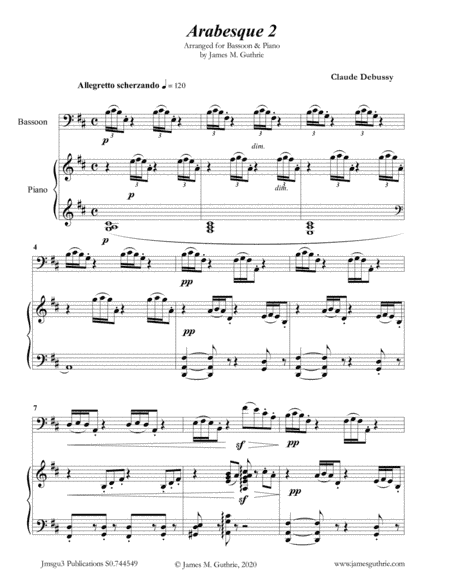 Debussy: Arabesque 2 for Bassoon & Piano (arr. James Guthrie, ASCAP)
