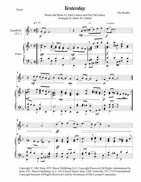 Yesterday (arr. James M. Guthrie)