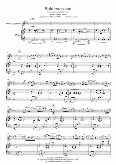 Right Here Waiting (arr. David Kocijan)