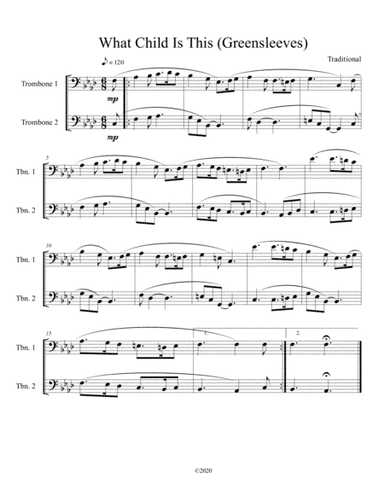 What Child Is This (Greensleeves) for trombone duet (arr. B C Dockery)