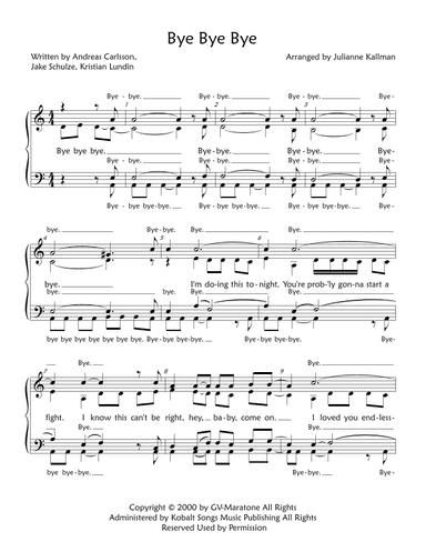 Bye Bye Bye (arr. Julianne Kallman)