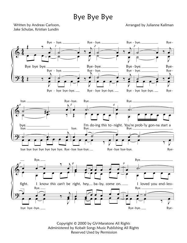 Bye Bye Bye (arr. Julianne Kallman)