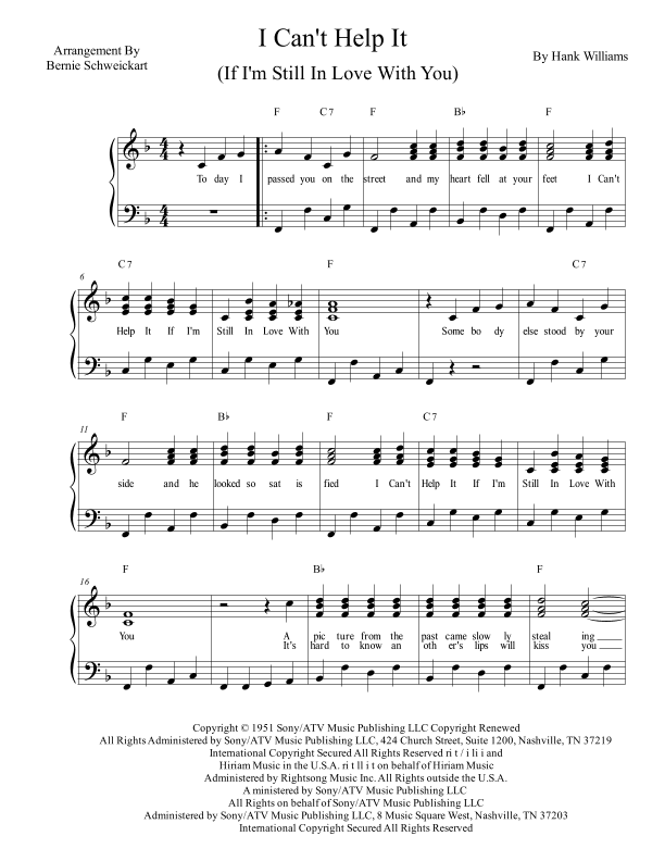 I Can't Help It (if I'm Still In Love With You) (arr. Bernie Schweickart)
