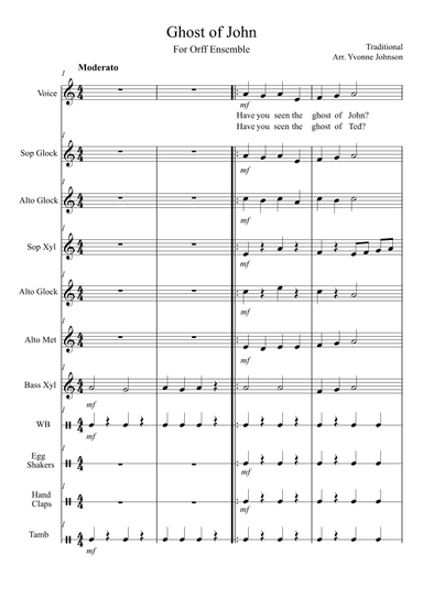 Ghost Of John - For Orff Ensemble (arr. Yvonne Johnson)
