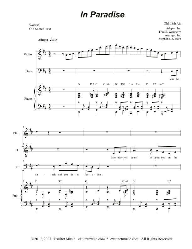 In Paradise (Duet for Tenor and Bass solo) (arr. Stephen DeCesare)
