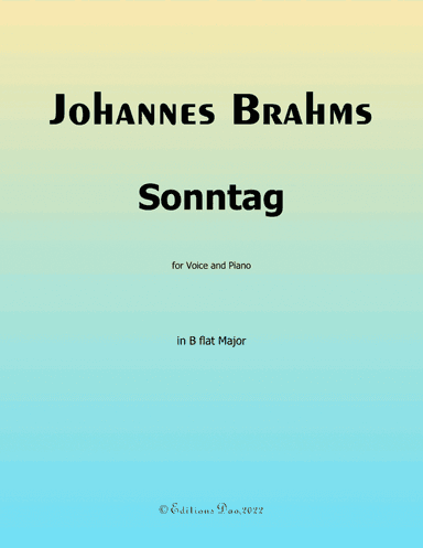 Sonntag, by Brahms, in B flat Major (arr. Editions Dao)