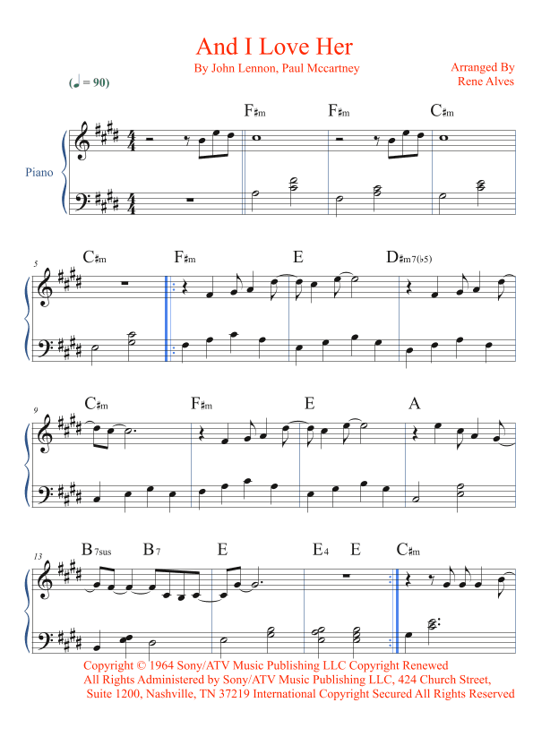 And I Love Her (arr. Rene Alves)