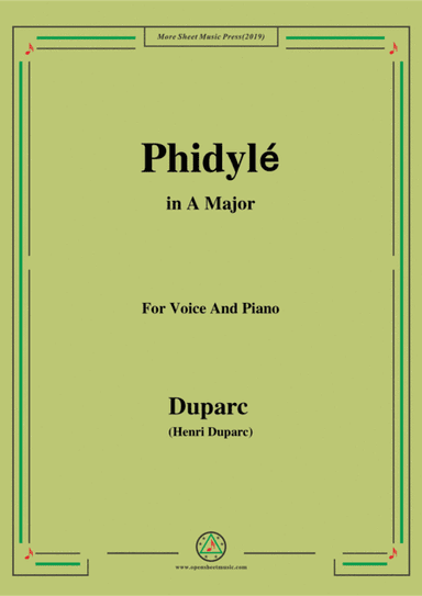 Duparc-Phidylé in A Major,for Voice and Piano (arr. MSM)