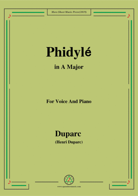 Duparc-Phidylé in A Major,for Voice and Piano (arr. MSM)
