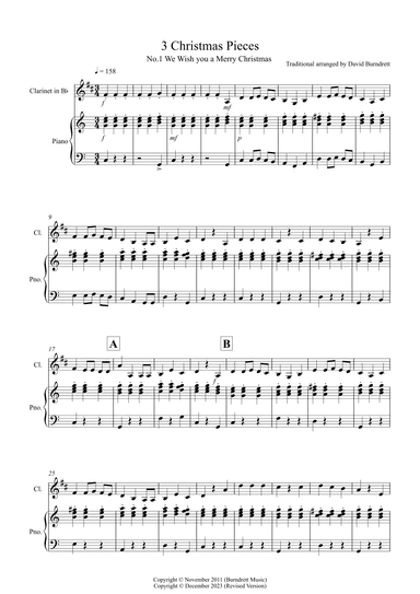 3 Easy Christmas Pieces for Clarinet and Piano (arr. David Burndrett)