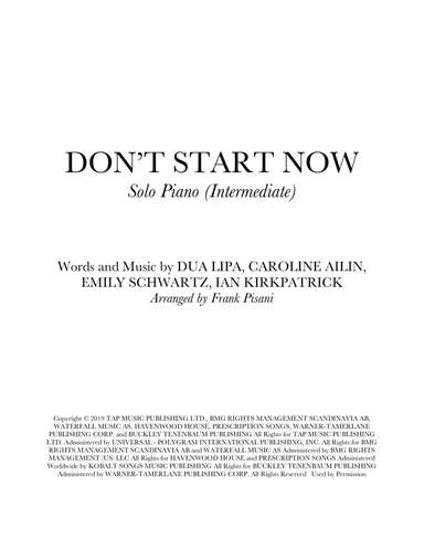 Don't Start Now (arr. Frank Pisani)
