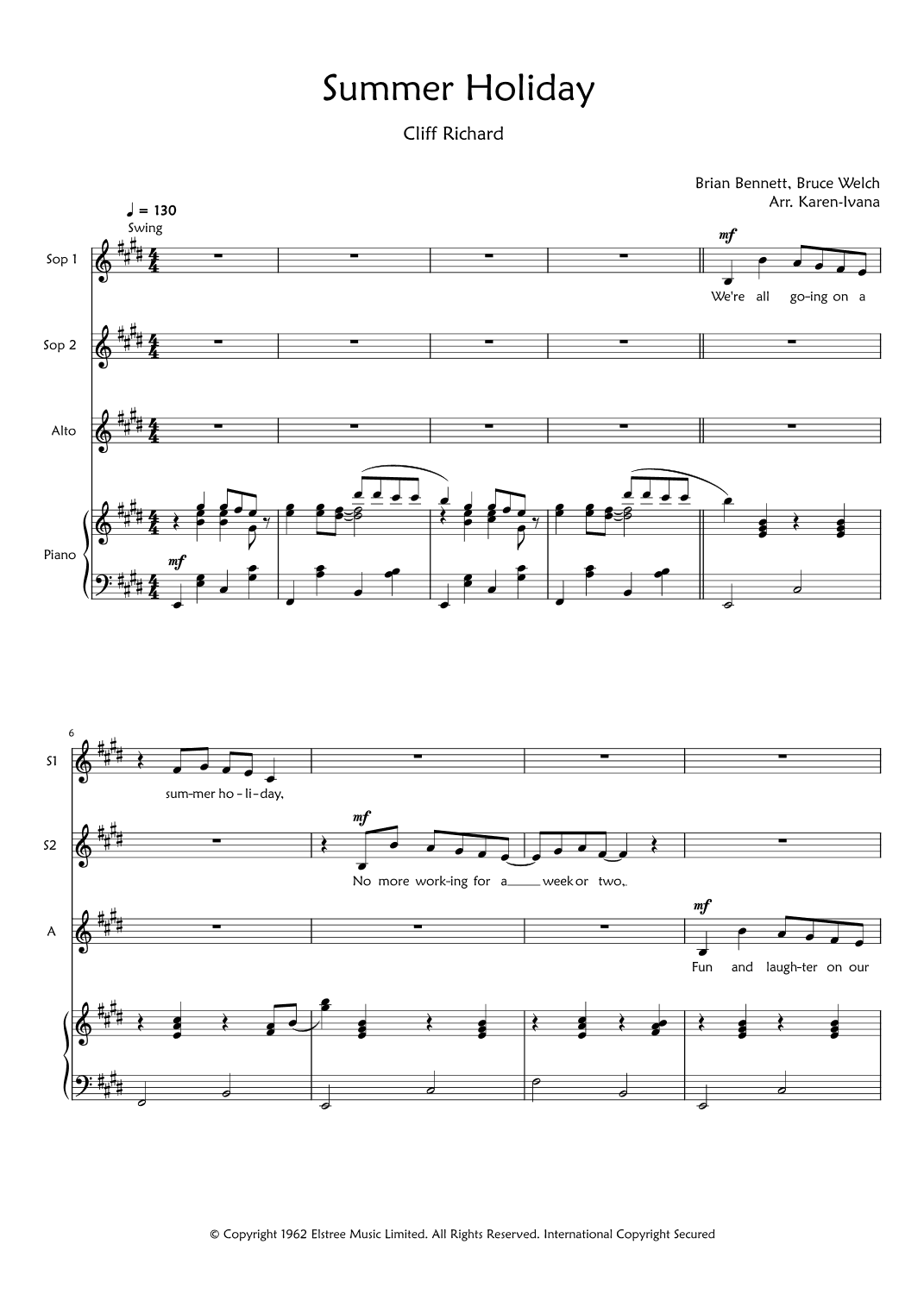 Summer Holiday (arr. Karen Ivana)