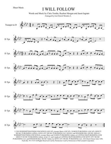 I Will Follow (arr. José Daniel Morales A.)