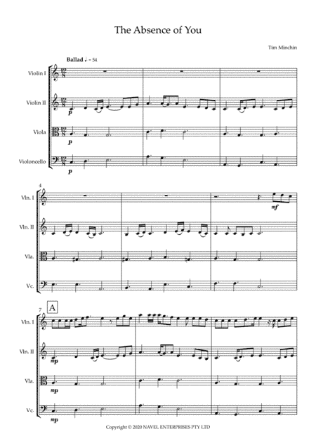 The Absence Of You (arr. Tim Y arham)