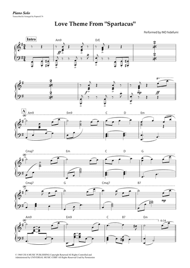 Spartacus - Love Theme (arr. Popnroll 1976)