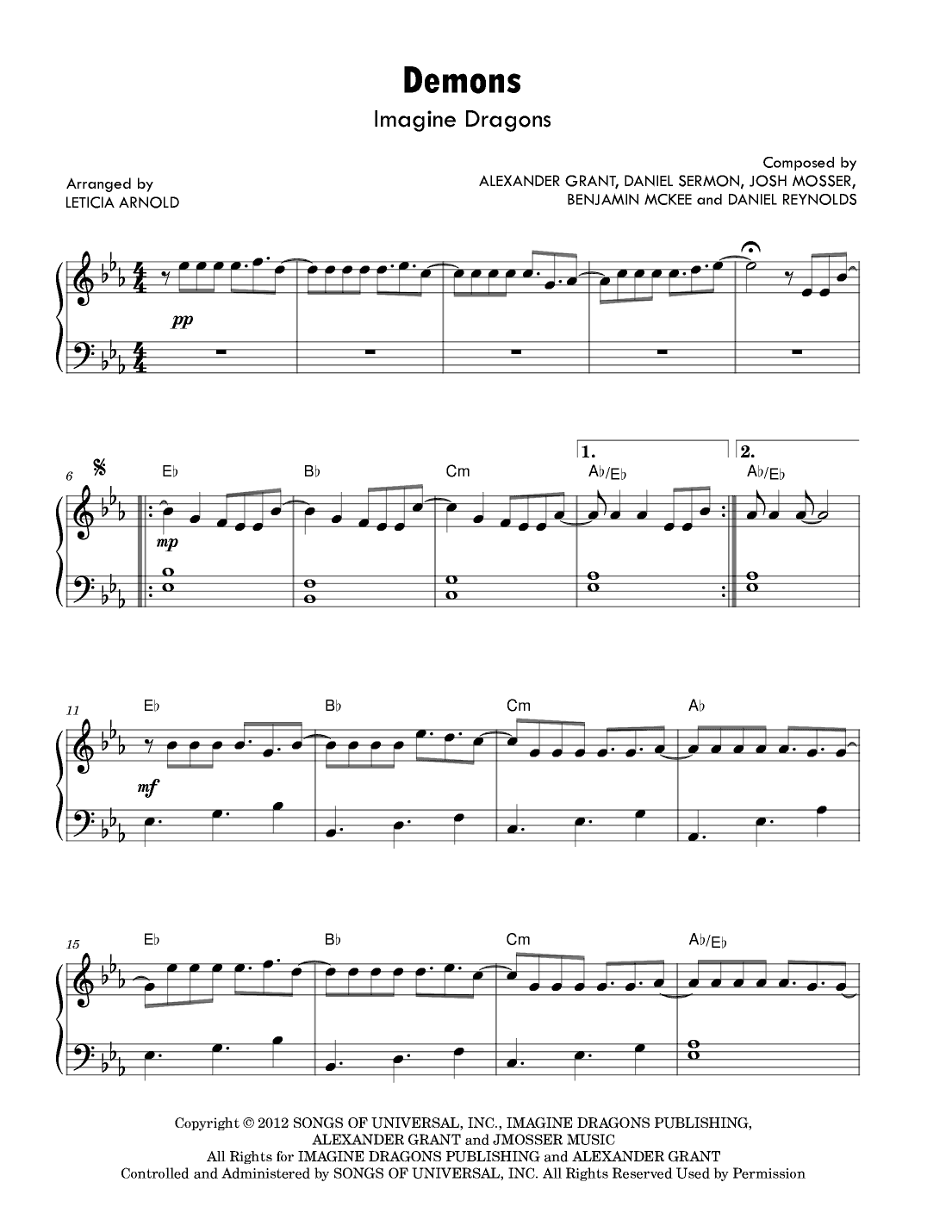 Demons (arr. Leticia Arnold)