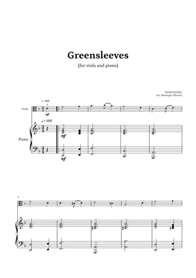 What Child Is This? (Greensleeves) - for viola and piano (arr. Henrique Oliveira)
