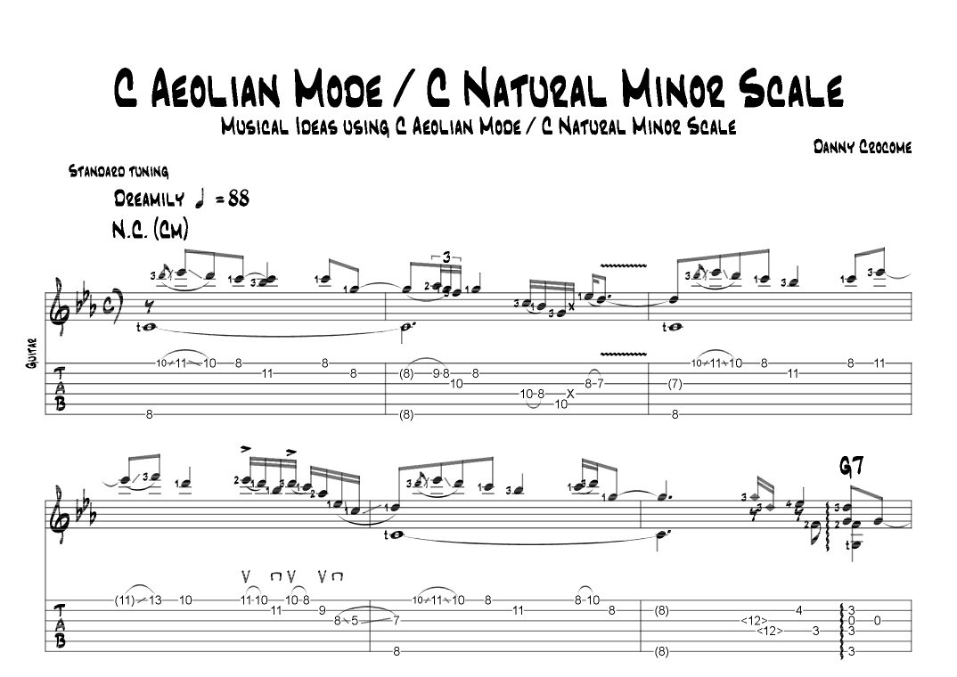 C Aeolian Mode / C Natural Minor Scale - Musical Ideas Using C Aeolian Mode / C Natural Minor Scale