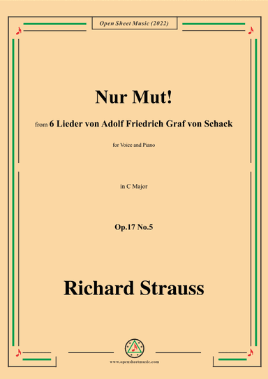 Richard Strauss-Nur Mut!,in C Major,Op.17 No.5 (arr. OSM Press)