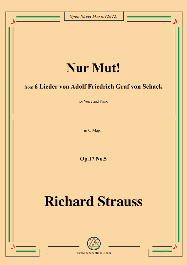 Richard Strauss-Nur Mut!,in C Major,Op.17 No.5 (arr. OSM Press)