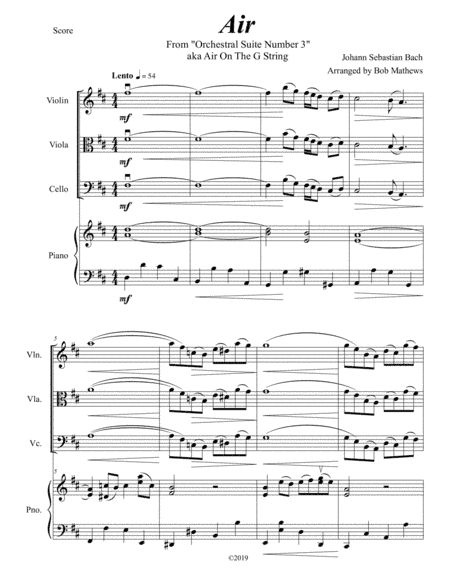 Air On The G String for solo strings (arr. Bob Mathews)