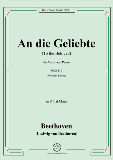 Beethoven-An die Geliebte(To the Beloved),in D flat Major (arr. OSM Press)