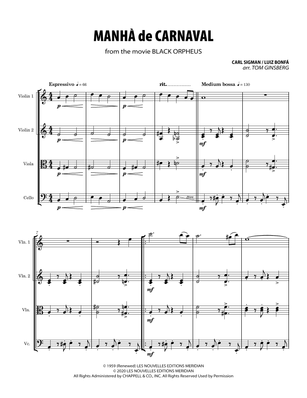 A Day In The Life Of A Fool (manha De Carnaval) (arr. Tom Ginsberg)