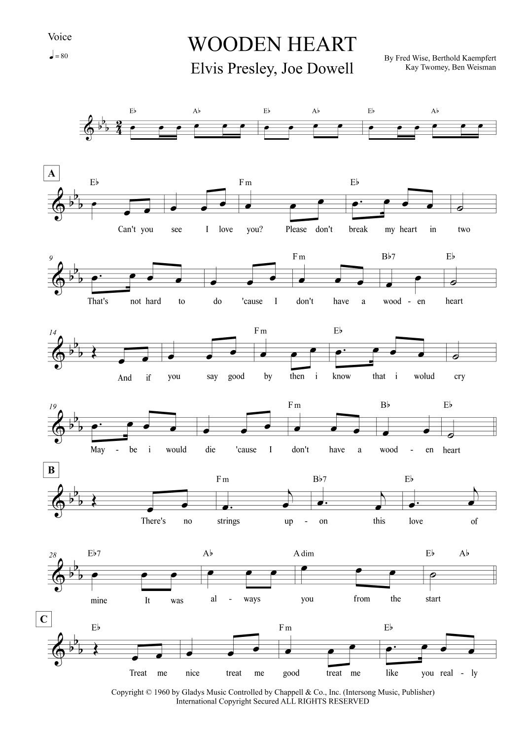 Wooden Heart (arr. Leo Silva)
