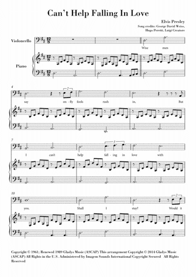 Can't Help Falling In Love (arr. Ahiva Editions)