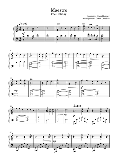The Holiday (main Theme) (arr. Greta Urvelyte)