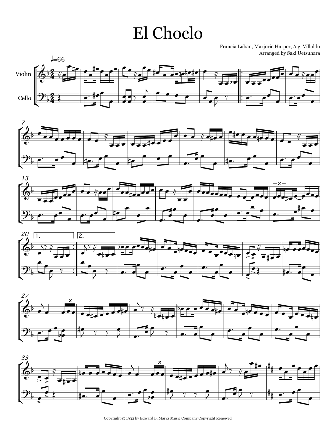 El Choclo (arr. Saki Uetsuhara)