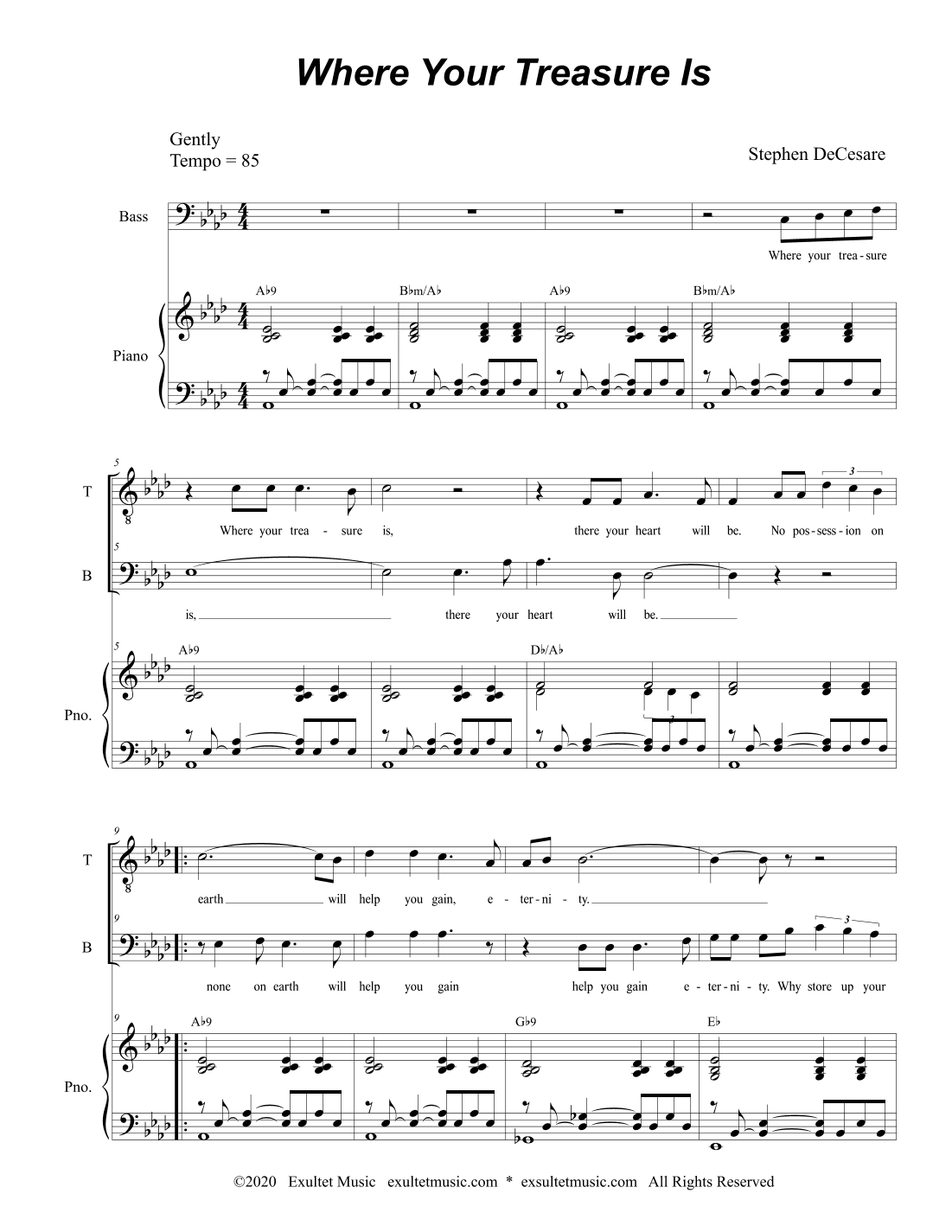 Where Your Treasure Is (Duet for Tenor and Bass Solo)