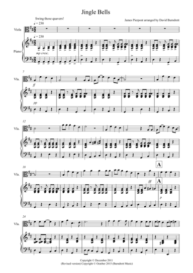 Jingle Bells (Jazzy Style!) for Viola and Piano (arr. David Burndrett)