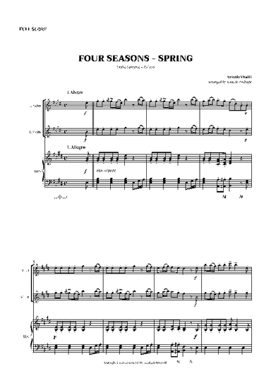 TRIO - Four Seasons Spring (Allegro) for 2 VIOLINS  and PEDAL HARP - E Major (arr. Ivan de Andrade)