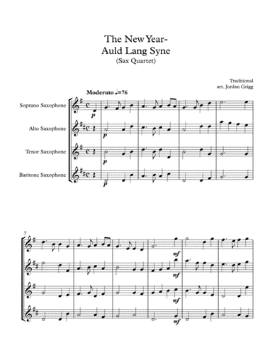 The New Year - Auld Lang Syne (Sax Quartet) (arr. Jordan Grigg)